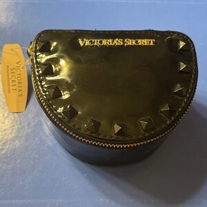 VS Travel Jewelry Bag Pouch Compact Small Studded Black Patent Leather-like NWT